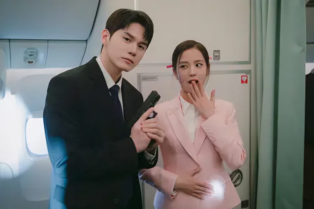 Jisoo in a flight attendant from Boyfriend on Demand