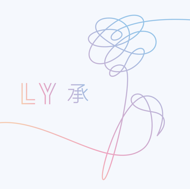BTS LOVE YOURSELF Her album cover artwork with minimalist flower line art on white background