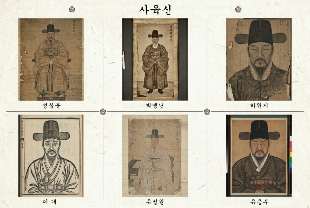 사육신(성삼문, 박팽년, 하위지, 이개, 유성원, 유응부) 초상화 모음