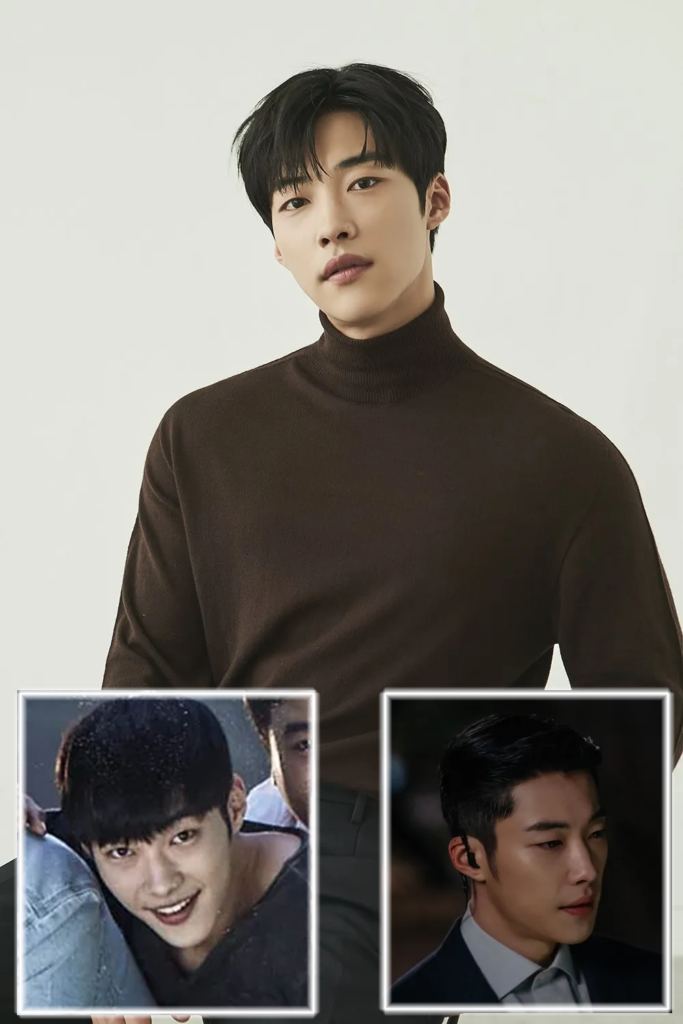 A portrait collage of actor Woo Do-hwan, featuring his current profile alongside scenes showcasing his diverse acting range.